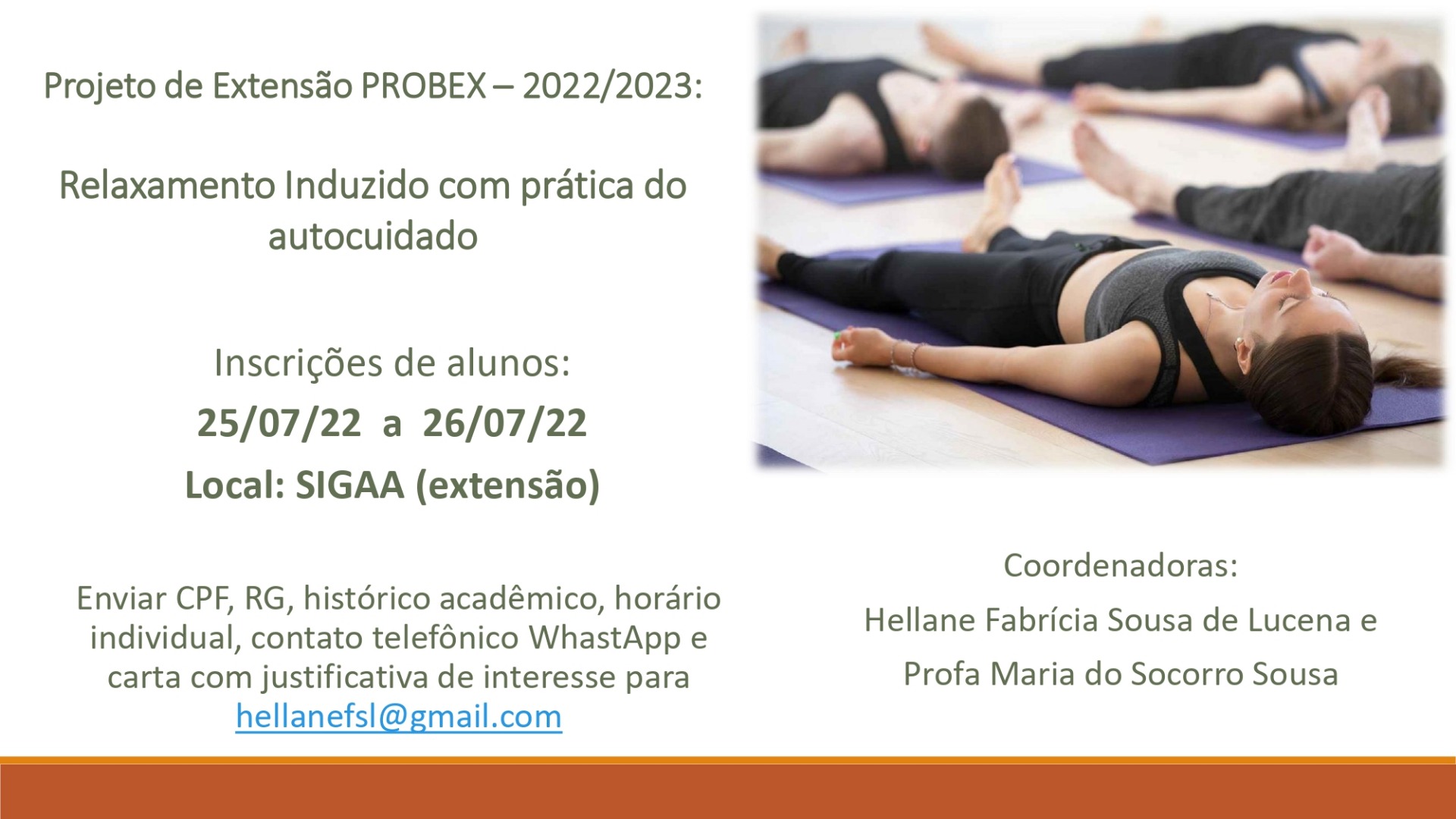 Projeto de Extensão - Relaxamento Induzido como prática do autocuidado